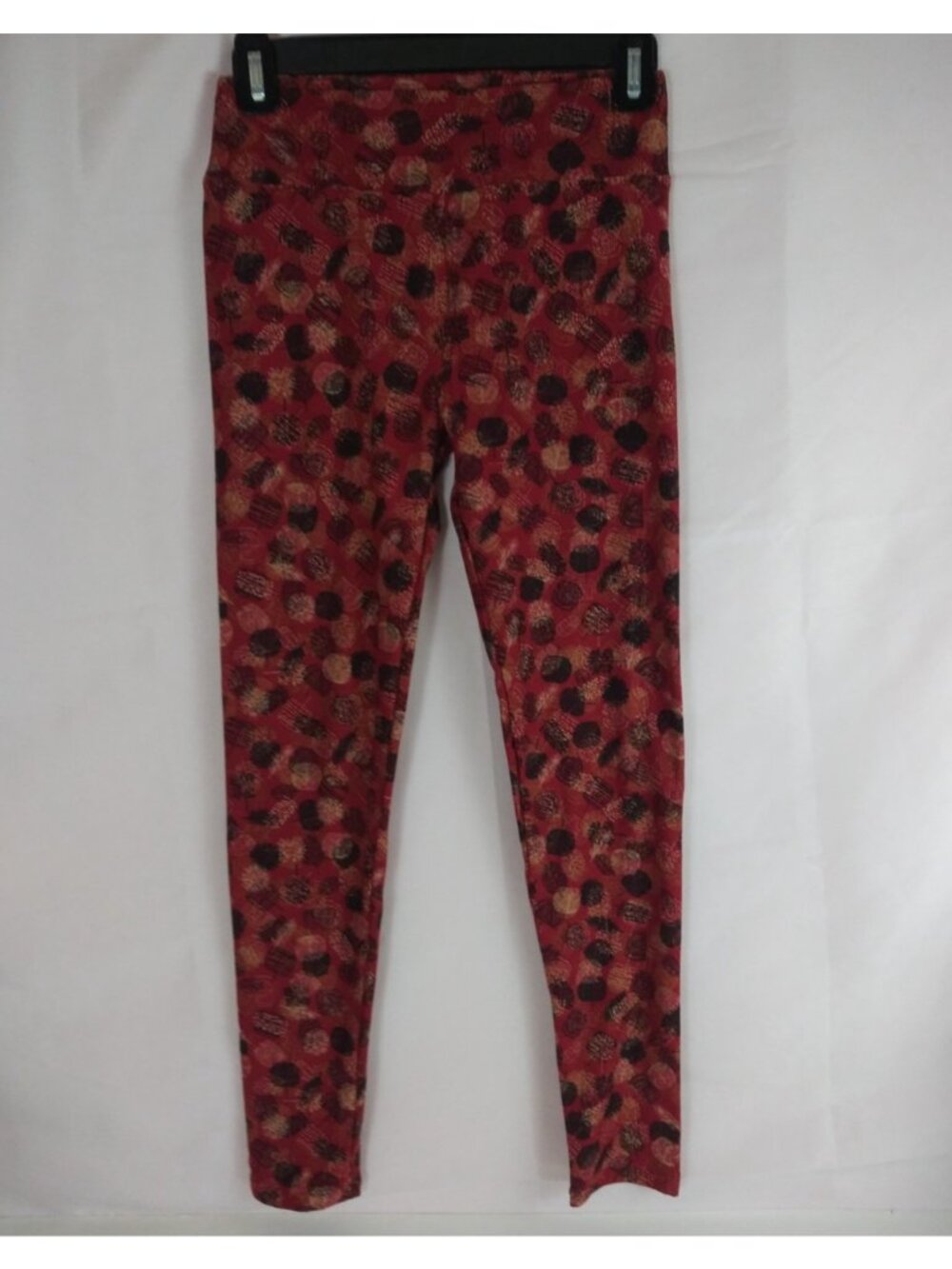 Lularoe One Size Women's Leggings With Sketch Floral Leaf Designs